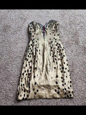 Gold Sequin Strapless Cocktail Dress